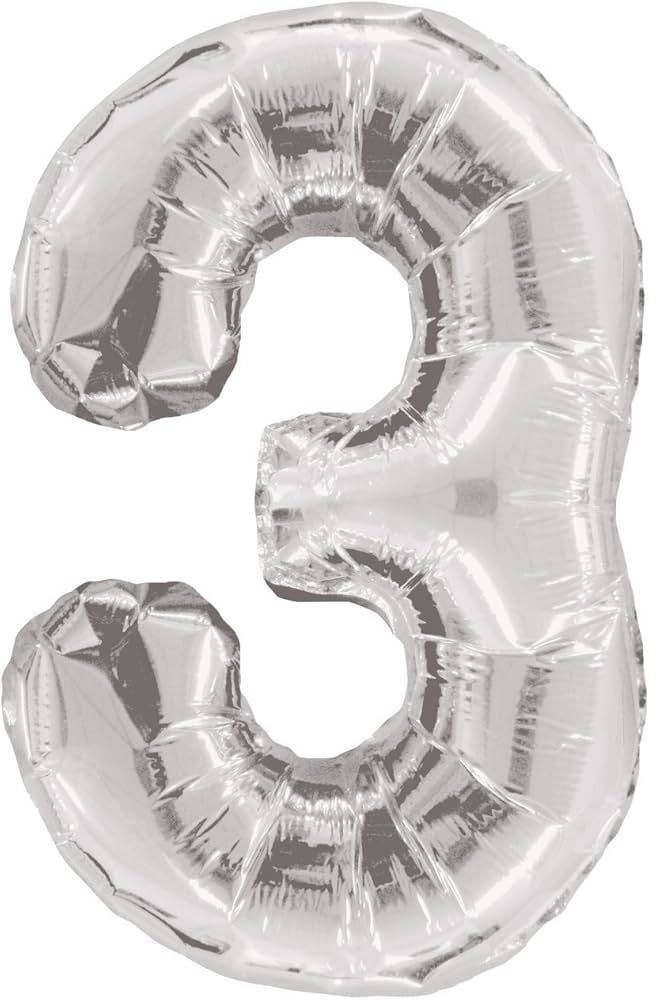 34" Foil Silver Number Balloons