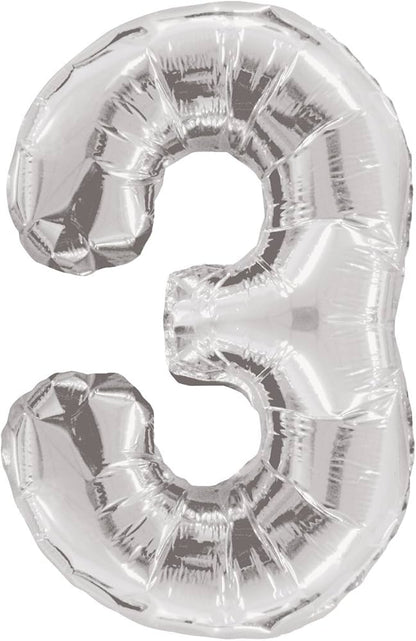 34" Foil Silver Number Balloons